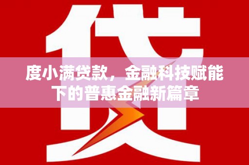 林甸度小满贷款，金融科技赋能下的普惠金融新篇章