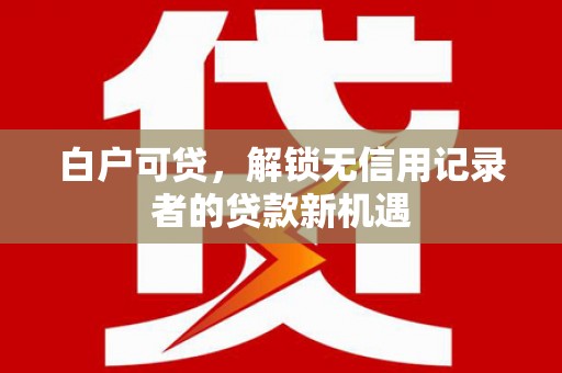林甸白户可贷，解锁无信用记录者的贷款新机遇