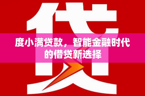 林甸度小满贷款，智能金融时代的借贷新选择