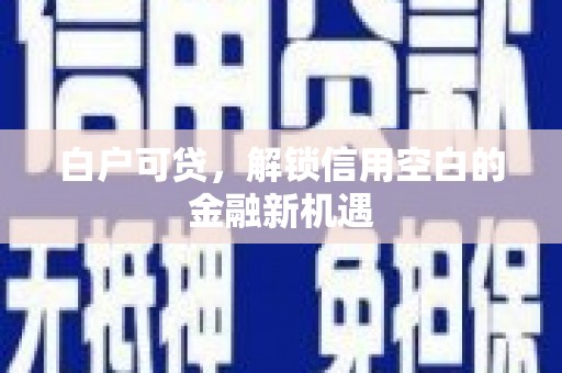 林甸白户可贷，解锁信用空白的金融新机遇