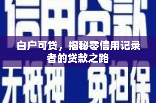 林甸白户可贷，揭秘零信用记录者的贷款之路