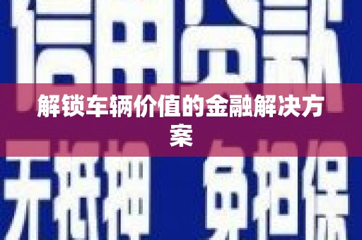 林甸解锁车辆价值的金融解决方案