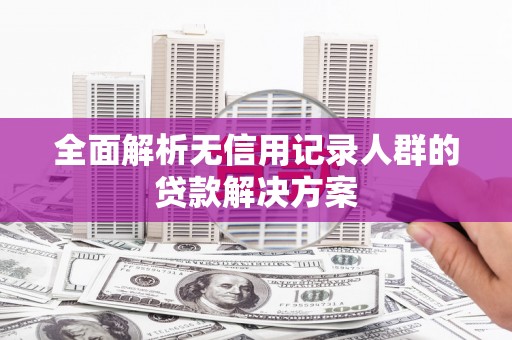 林甸全面解析无信用记录人群的贷款解决方案